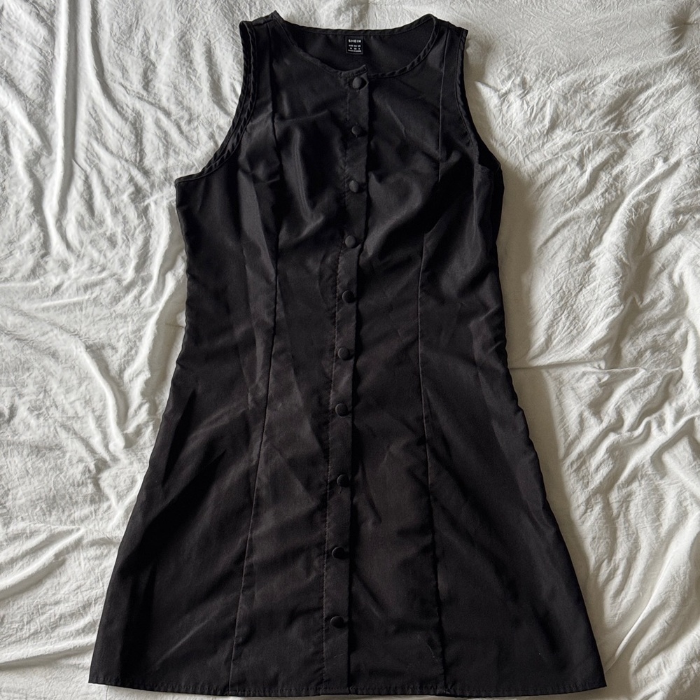 SHEIN Black Button-Front Mini Dress